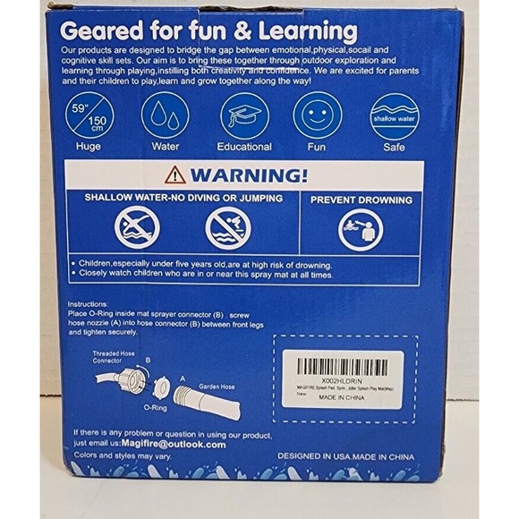 59 Inch Splash Play Mat Inflatable World map Water Toy Sprinkler Pad for Kids - Picture 4 of 4